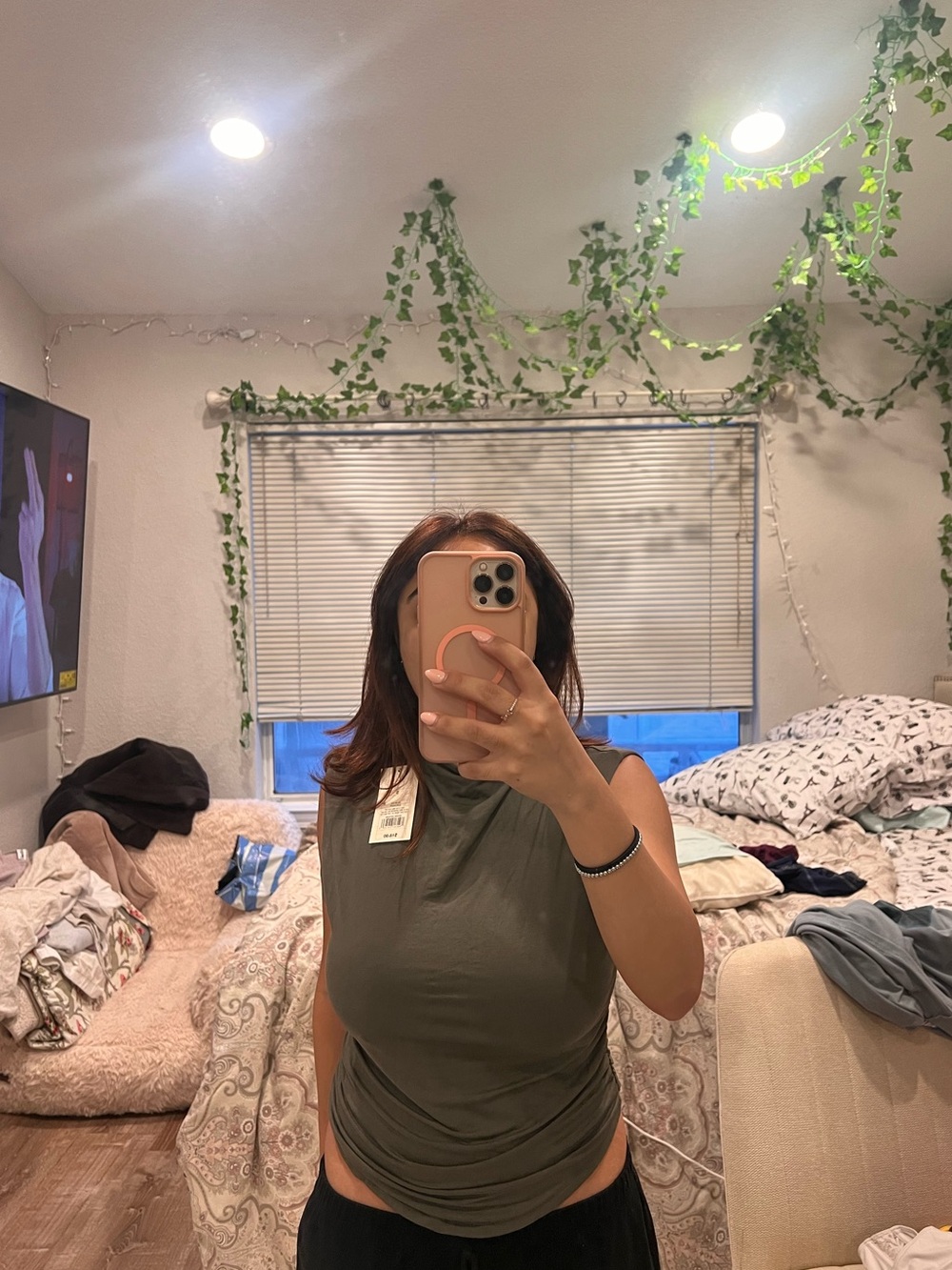 Target Olive Green Sleeveless Draped Tank Top